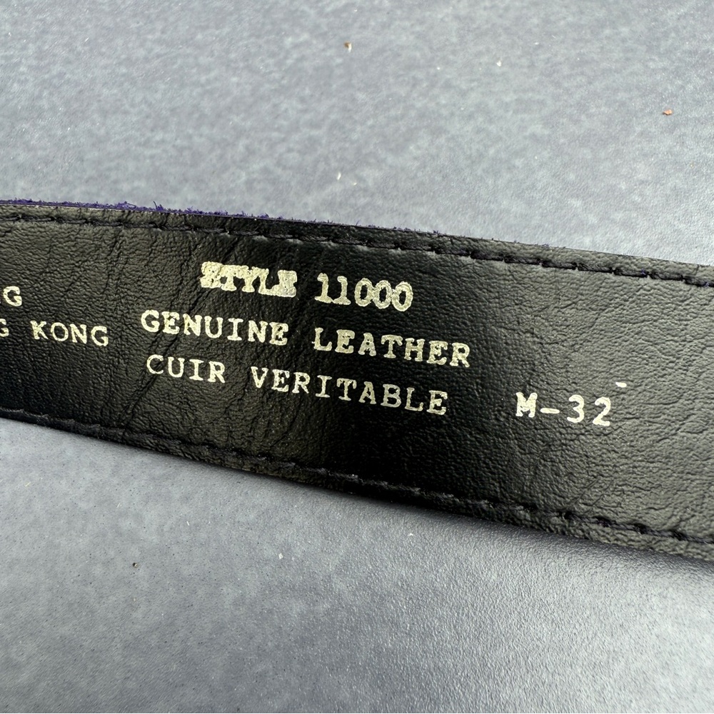 Vintage Purple Belt with Gold Buckle in Genuine Suede Leather 32 Rare - Picture 10 of 14